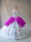 Comfortable White And Purple Sleeveless Floor Length Embroidery and Ruffles Lace Up Ball Gown Prom Dress