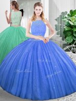 Lace and Ruching Military Ball Gowns Baby Blue Zipper Sleeveless Floor Length(SKU SXQD134BIZ)