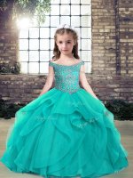 Floor Length Ball Gowns Sleeveless Teal Pageant Dresses Lace Up(SKU PAG1228-9BIZ)