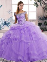 Lavender Sleeveless Floor Length Beading and Ruffles Lace Up Sweet 16 Dresses(SKU SJQDDT2093002-2BIZ)