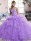Lavender Sleeveless Floor Length Beading and Ruffles Lace Up Sweet 16 Dresses