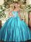 Dynamic Sweetheart Sleeveless Lace Up Sweet 16 Dress Teal Satin