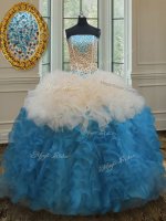 Flirting Strapless Sleeveless Organza Sweet 16 Quinceanera Dress Beading and Ruffles Lace Up(SKU PSSW007BIZ)