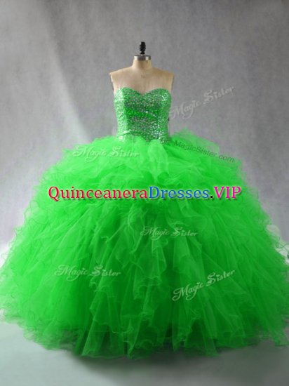 Dazzling Sleeveless Beading and Ruffles Lace Up Quinceanera Gown - Click Image to Close