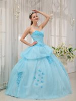 Altoona Iowa/IA Inexpensive Light Blue Sweethear Strapless Floor-length Ruched Bodice Sweet 16 Dress For Quinceanera Gown