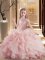 Pink Scoop Lace Up Beading and Ruffles Pageant Dress Wholesale Sleeveless