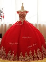 Sexy Floor Length Red Quinceanera Gowns Off The Shoulder Sleeveless Lace Up(SKU SWQD186-1BIZ)
