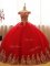Sexy Floor Length Red Quinceanera Gowns Off The Shoulder Sleeveless Lace Up