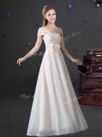 Fine One Shoulder Sleeveless Lace and Bowknot Zipper Quinceanera Dama Dress