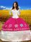 Edgy Hot Pink 3 4 Length Sleeve Taffeta Lace Up Quinceanera Gowns for Military Ball and Sweet 16 and Quinceanera