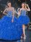 Sweetheart Sleeveless Lace Up Quinceanera Gowns Blue Organza