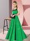 Sleeveless Chiffon Floor Length Zipper Court Dresses for Sweet 16 in Green with Belt
