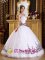 Embroidery Discount White Tulle Strapless Quinceanera Dress For West Seneca New York/NY Custom Made Ball Gown