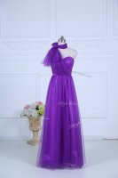Super Empire Quinceanera Court of Honor Dress Eggplant Purple Halter Top Tulle Sleeveless Floor Length Zipper(SKU SWBD190BIZ)