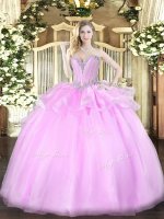 Sweetheart Sleeveless Organza Quinceanera Dresses Beading Lace Up