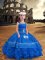 Excellent Floor Length Blue Kids Pageant Dress Straps Sleeveless Zipper