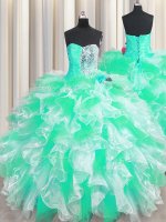 Apple Green Sleeveless Organza Lace Up 15th Birthday Dress for Military Ball and Sweet 16 and Quinceanera(SKU PSSW0432-9BIZ)