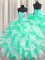 Apple Green Sleeveless Organza Lace Up 15th Birthday Dress for Military Ball and Sweet 16 and Quinceanera