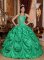 Storm Lake Iowa/IA Exclusive Apple Green Halter Top Pick-ups Sweet 16 Dress With Taffeta Appliques Sweet Ball Gown