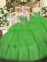 Floor Length Green Sweet 16 Quinceanera Dress Sweetheart Sleeveless Lace Up