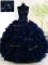 Flirting Straps Floor Length Zipper Quince Ball Gowns Navy Blue for Military Ball and Sweet 16 and Quinceanera with Beading and Ruffles