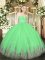 Traditional Tulle Sweetheart Sleeveless Zipper Beading and Lace and Appliques Quinceanera Gowns in Green