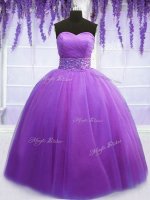 Purple 15 Quinceanera Dress Military Ball and Sweet 16 and Quinceanera with Belt Sweetheart Sleeveless Lace Up(SKU PSSW026-4BIZ)