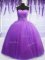 Purple 15 Quinceanera Dress Military Ball and Sweet 16 and Quinceanera with Belt Sweetheart Sleeveless Lace Up