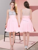 Baby Pink Sleeveless Chiffon Side Zipper Court Dresses for Sweet 16 for Wedding Party(SKU BMT0372-2BIZ)