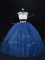 New Arrival Navy Blue Tulle Lace Up Vestidos de Quinceanera Sleeveless Floor Length Beading