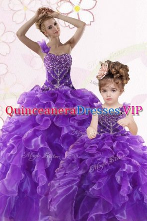 Smart Sleeveless Beading and Ruffles Lace Up Quinceanera Gowns