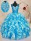 Sweet Sweetheart Sleeveless Lace Up Quince Ball Gowns Aqua Blue Organza