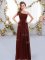 On Sale Brown Chiffon Zipper One Shoulder Sleeveless Floor Length Dama Dress Ruching