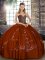 Brown Lace Up Sweetheart Beading and Embroidery 15th Birthday Dress Tulle Sleeveless