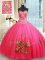 Beading and Appliques 15th Birthday Dress Hot Pink Lace Up Sleeveless Floor Length