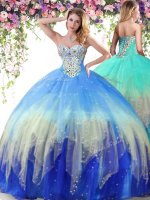 Floor Length Multi-color Vestidos de Quinceanera Tulle Sleeveless Beading(SKU YSQD034BIZ)
