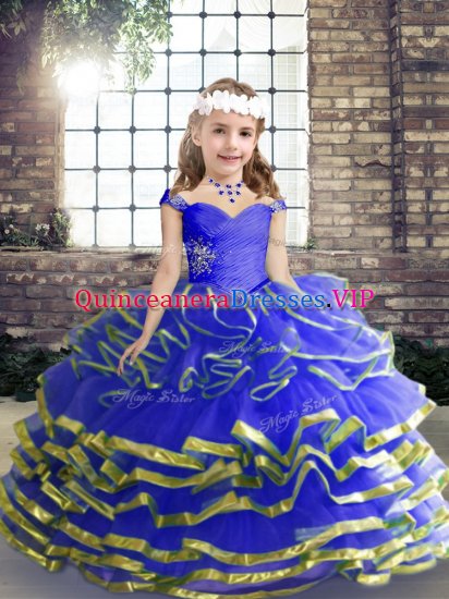 Sleeveless Beading and Ruching Lace Up Little Girl Pageant Dress - Click Image to Close