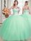 Stylish Apple Green Sleeveless Beading Floor Length Quince Ball Gowns