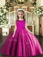 Fuchsia Little Girl Pageant Dress Party and Wedding Party with Beading Scoop Sleeveless Lace Up(SKU PAG1107-1BIZ)