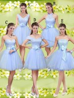 Extravagant Tulle V-neck Sleeveless Lace Up Lace and Belt Court Dresses for Sweet 16 in Lavender(SKU BMT042-6BIZ)