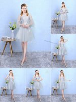 Charming Lace Damas Dress Silver Lace Up Sleeveless Knee Length(SKU BMT0334-1BIZ)