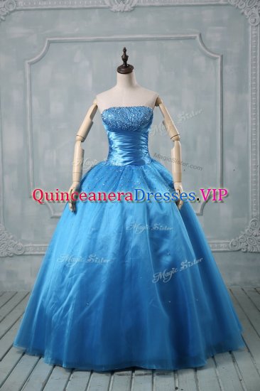 Sleeveless Lace Up Floor Length Beading and Sequins 15th Birthday Dress - Click Image to Close