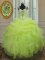 Free and Easy Yellow Green Organza Zipper Straps Sleeveless Floor Length Quinceanera Dress Beading and Ruffles