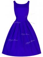 Sleeveless Taffeta Knee Length Lace Up Dama Dress for Quinceanera in Blue with Ruching