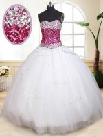 Designer Floor Length White Sweet 16 Dresses Tulle Sleeveless Beading(SKU PSSW0152BIZ)
