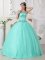 Le Mars Iowa/IA Elegant Quinceanera Dress For Quinceanera With Turquoise Sweetheart Neckline And EXquisite Appliques