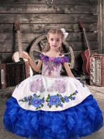 Great Royal Blue Sleeveless Beading and Embroidery and Ruffles Floor Length Winning Pageant Gowns(SKU XBLD014-12BIZ)