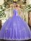 Romantic Sleeveless Beading and Appliques Lace Up Quince Ball Gowns