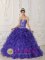 Rufflers and Appliques Decorate Sweetheart Bodice For Georgetown Delaware/ DE Quinceanera Dress With Purple