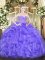 Lavender Zipper Sweet 16 Dress Beading and Lace and Ruffles Sleeveless Floor Length